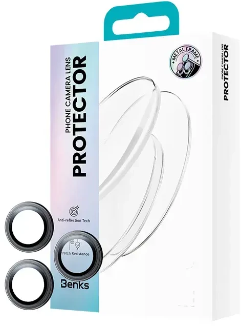 Benks Apsauginis stiklas Glass Warrior Metal Lens Protector telefonui skirtas Apple iPhone 17 Pro/17 Pro Max (objektyvui 3 vnt) juodas