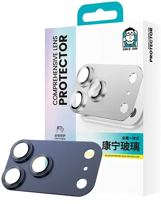 Benks Apsauginis stiklas Glass Warrior Metal Integrated Lens Protector (C070) skirtas Apple iPhone 17 Pro Max (lens 3 pieces) mėlynas
