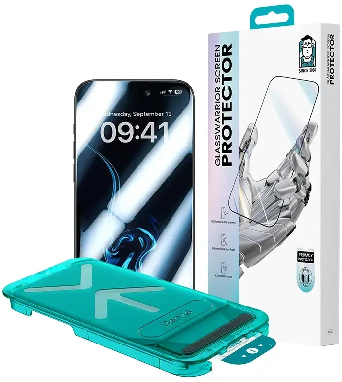 Benks Apsauginis stiklas Glass Warrior Privacy skirtas Apple iPhone 17/16 Pro juodas