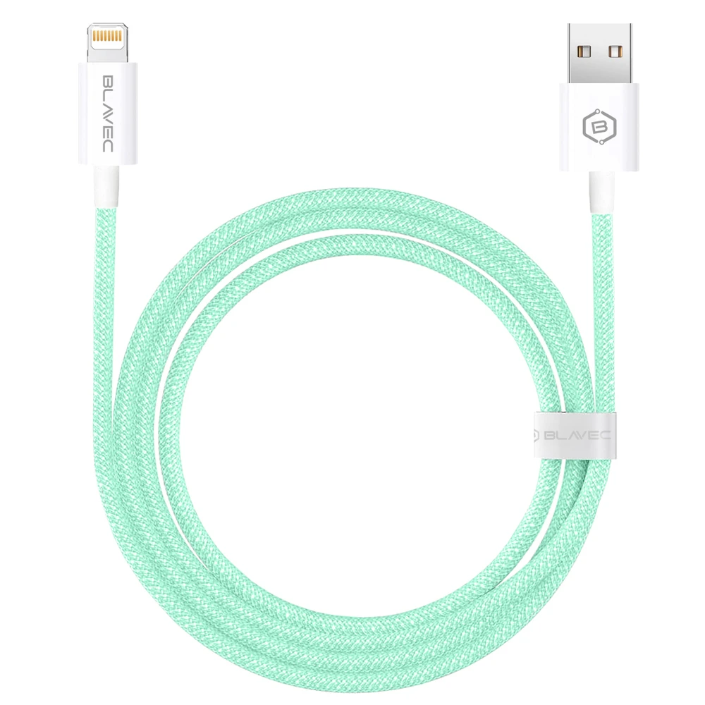 Oem Blavec kabelis Candy braided – USB į Lightning – 2,4A 2 metrai (CCA-UL24GN20) žalios spalvos