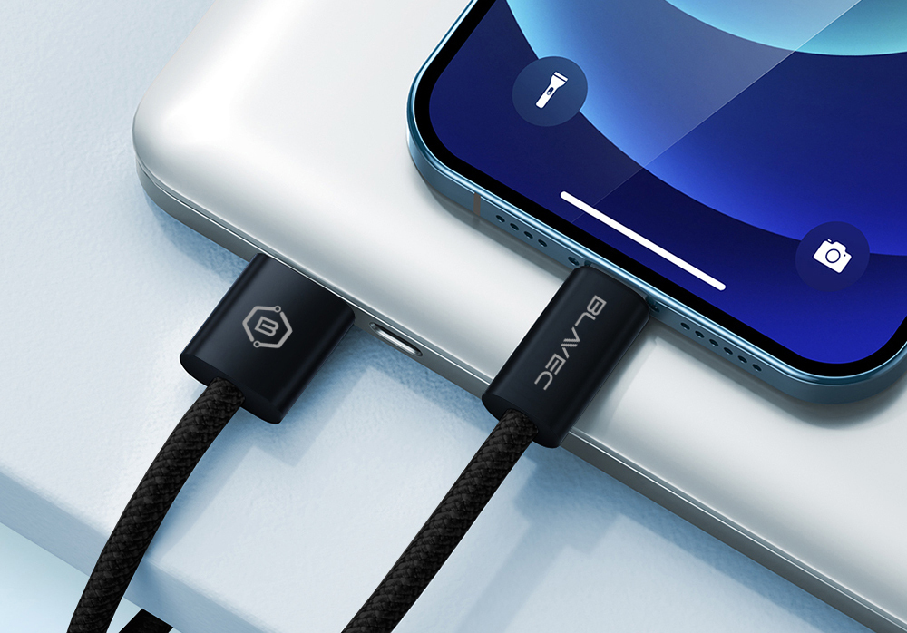 Oem Blavec kabelis Candy pintas – USB-C jungtimi – PD 60W 3A, 1 metras, Apple CarPlay/Android Auto (CCA-UC3B10), juodas