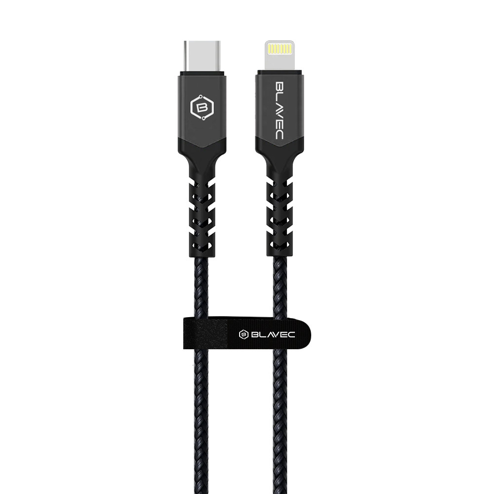 Oem Blavec laidas Raptor pintas – Type C į Lightning – PD 20W 2,4A 1 metras (CRA-CL24BG10) juodos-pilkos spalvos
