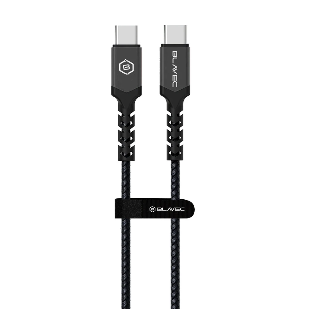 Oem Blavec Kabelis Raptor pintas – Type C į Type C – PD 100W 5A 2 m CarPlay/Android Auto (CRA-CC5BG20) juodos-pilkos spalvos
