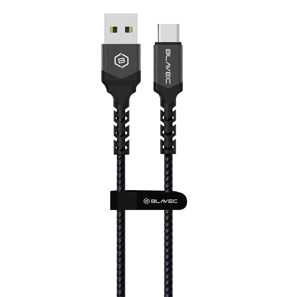 Blavec kabelis Raptor braided – USB į Type C – PD 66W 6A 1 metras (CRA-UC6BG10) juodos spalvos-pilkos spalvos