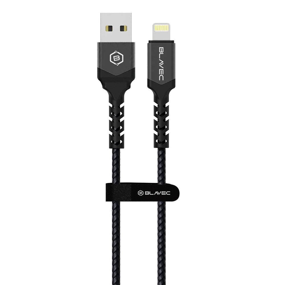 Oem Blavec laidas Raptor pintas – USB į Lightning – 2,4A 1 metras (CRA-UL24BG10) juodos-pilkos spalvos