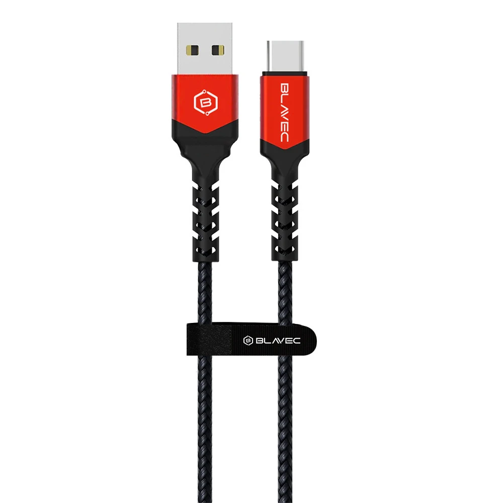 Oem Blavec kabelis Raptor braided – USB į Type C – PD 66W 6A 1 metras (CRA-UC6BR10) juodos spalvos-raudonos spalvos