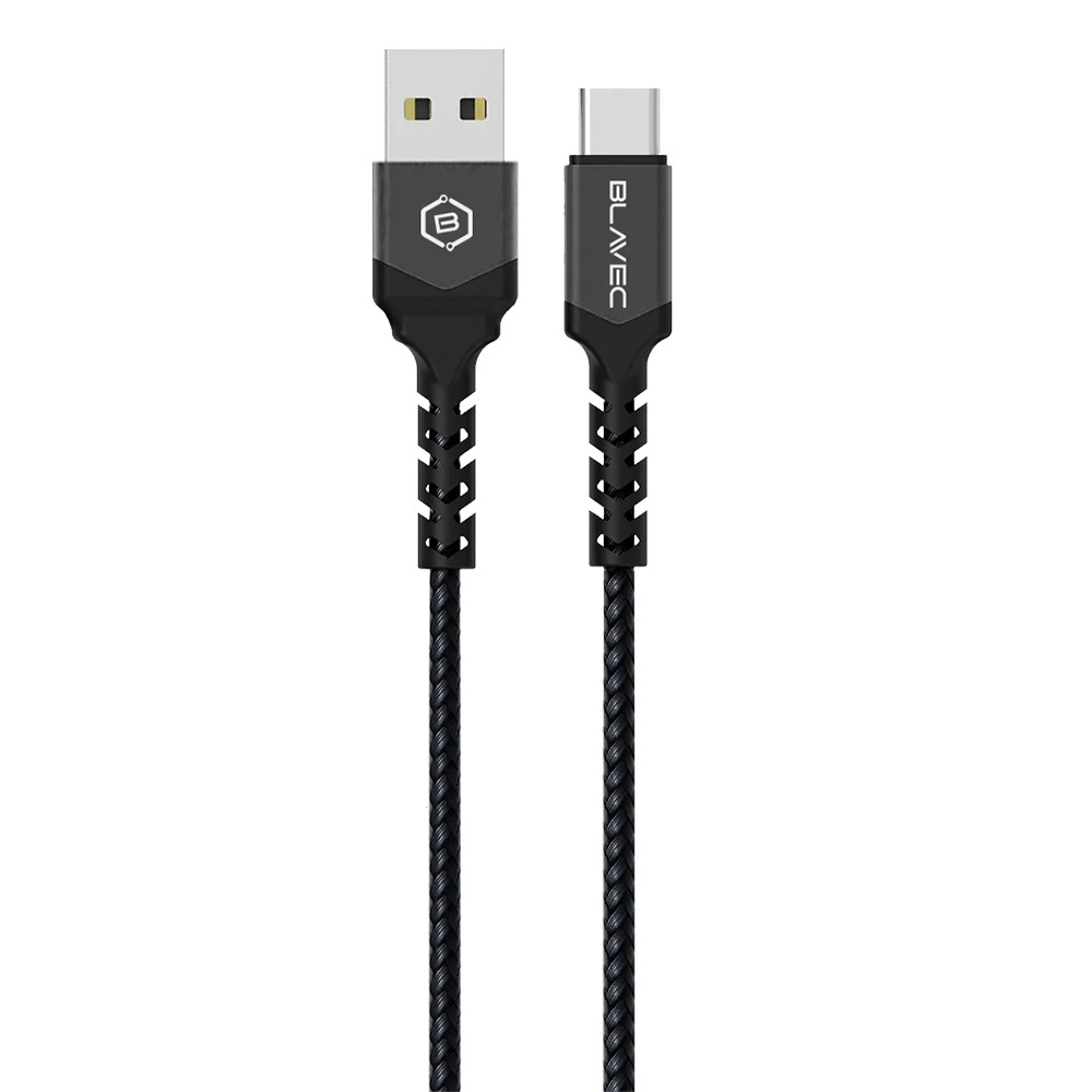 Blavec laidas Raptor pintas – USB į Type C – 3A 0,5 m (CRA-UC3BG05) juodos-pilkos spalvos