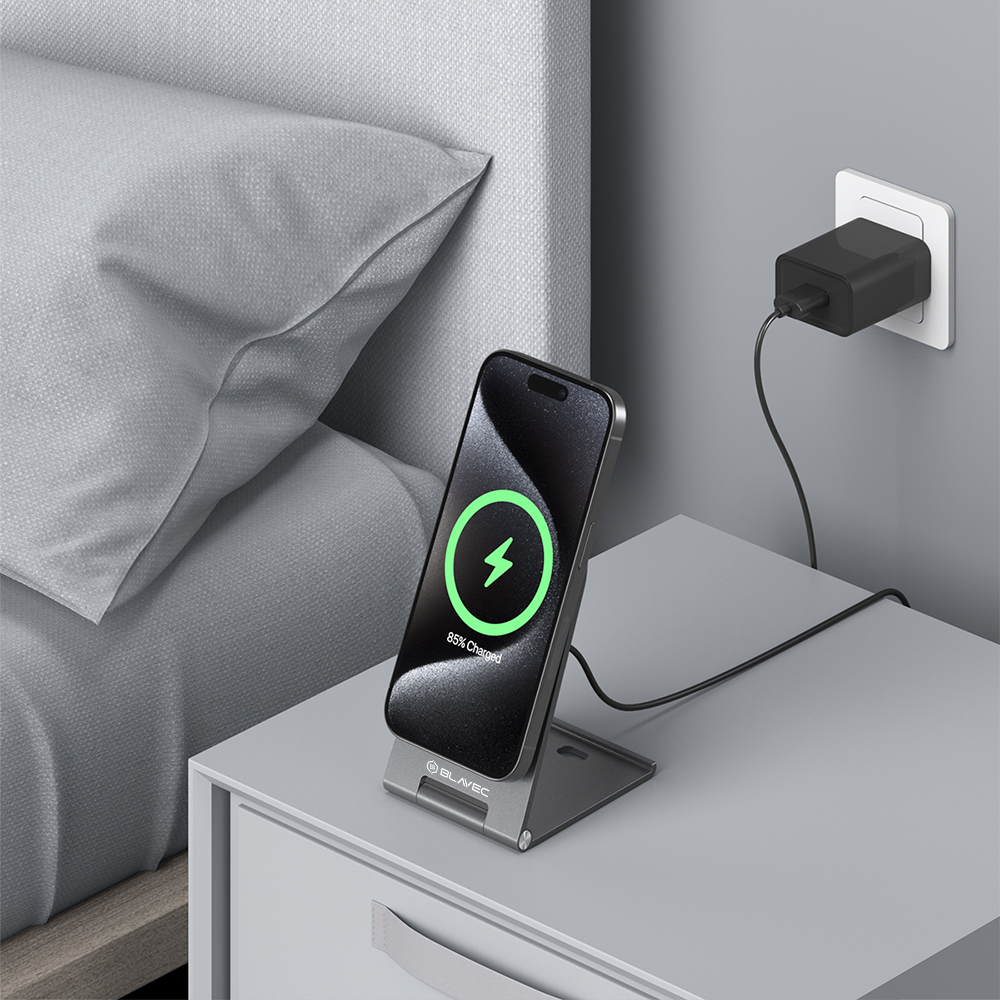 Oem Blavec belaidis įkroviklis BQI-01 Qi2 15W magnetic Magsafe + Raptor cable type C to type C (BQI01-QI2MS) sidabro spalvos