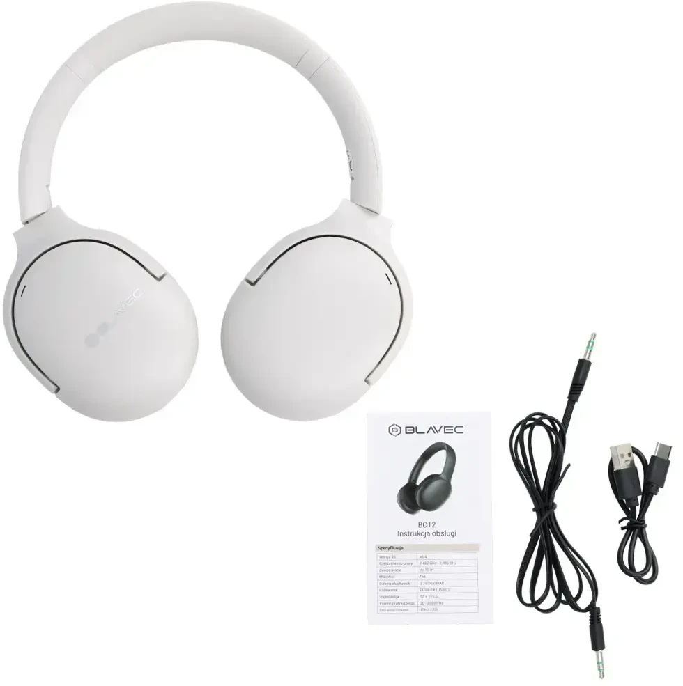 Oem Blavec „Bluetooth“ ausinės BO-12 Bass Master ANC (BO12-W) baltos spalvos