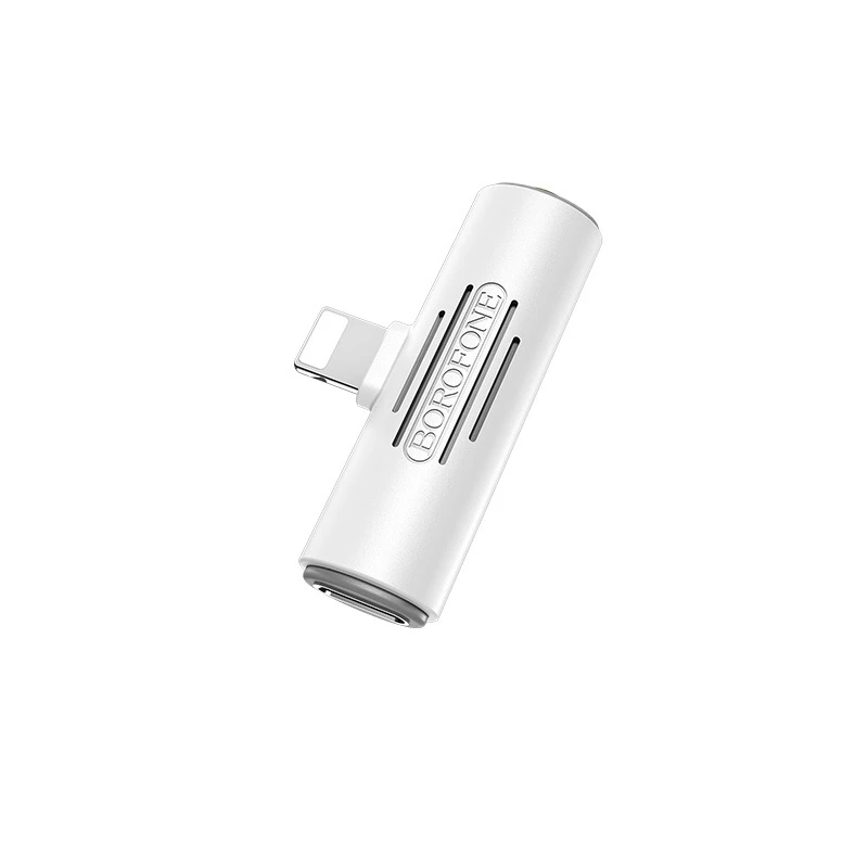 Adapteris Borofone BV7 iš Lightning į Lightning + 3,5mm baltas