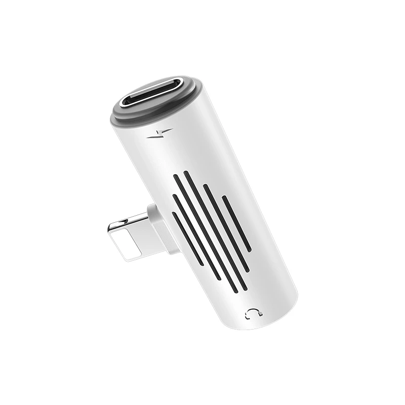 Adapteris Borofone BV7 iš Lightning į Lightning + 3,5mm baltas