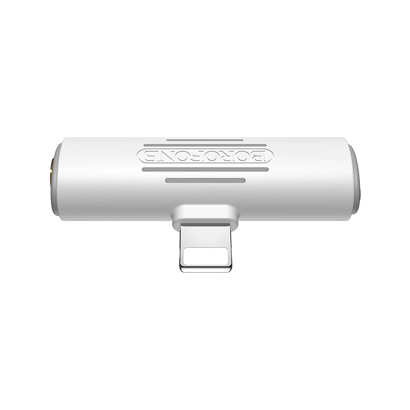 Adapteris Borofone BV7 iš Lightning į Lightning + 3,5mm baltas