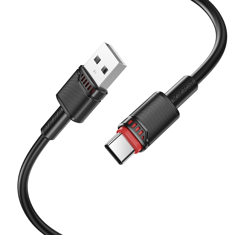 Borofone kabelis BX110 Beneficio – USB į Typ C – 3A 1 metras juodos spalvos