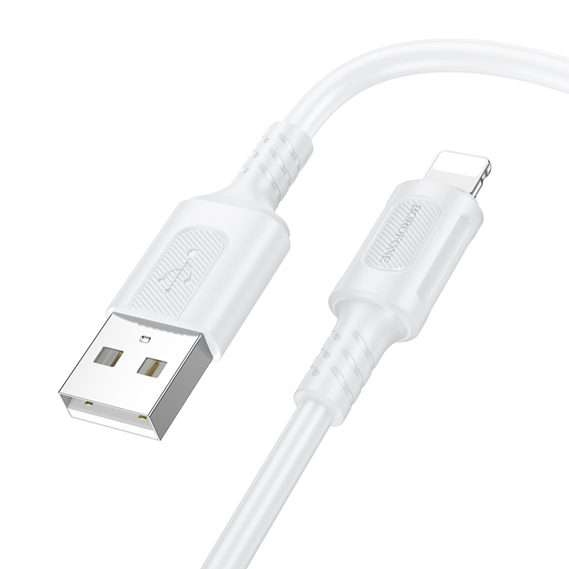 Oem Borofone kabelis BX111 Feliz – USB į Lightning – 2,4A 1 metras baltos spalvos