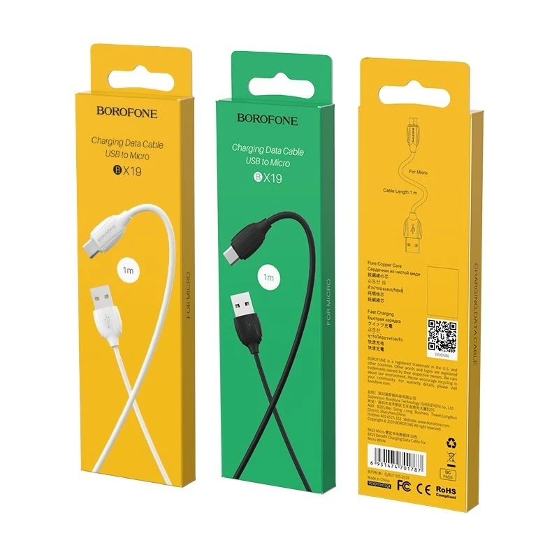 Borofone BOROPHONE USB KABELIS - BX19 2.4A MICRO USB 1M Juodas