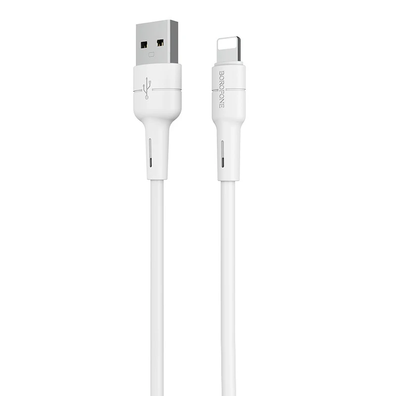 USB kabelis Borofone BX30 Lightning 1.0m silikoninis baltas