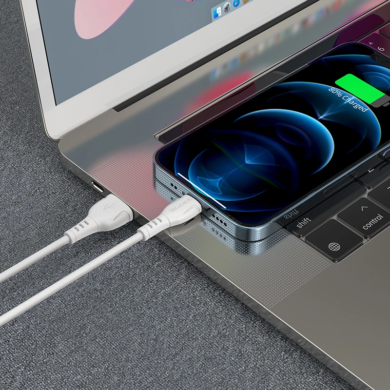 Oem Borofone kabelis BX51 Triumph – USB į Lightning – 2,4A 1 metras baltos spalvos