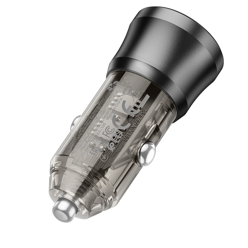 Borofone automobilinis įkroviklis BZ25 Journey - USB + Type C - PD38W 3A juodos spalvos