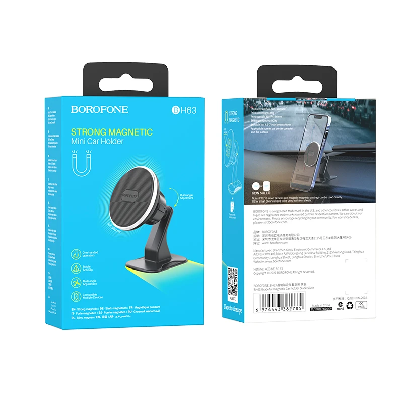 Dėklas OEM Borofone automobilinis laikiklis BH63 Elegantiškas magnetinis, priklijuojamas pagrindas juodas