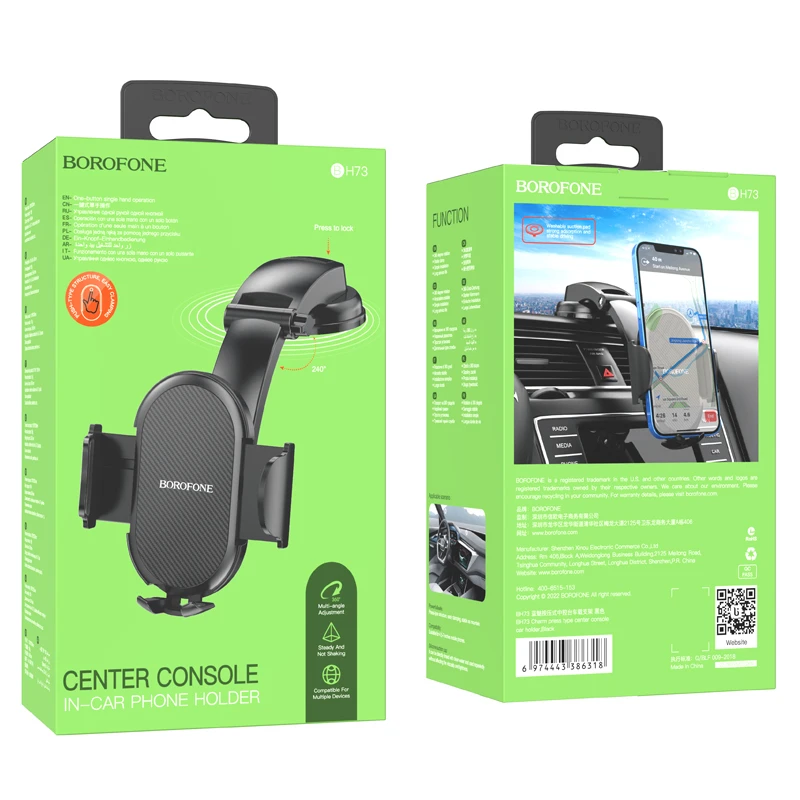 Borofone automobilinis laikiklis BH73 Charm with suction cup juodos spalvos
