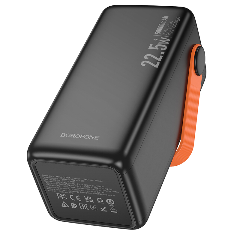 Išorinė baterija Power Bank Borofone BJ66A 22.5W+PD20W 50000mAh juoda