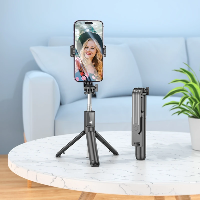 Borofone Asmenukių lazda BY11 Happy bluetooth su tripod and nuotoliniu valdymu juodos spalvos