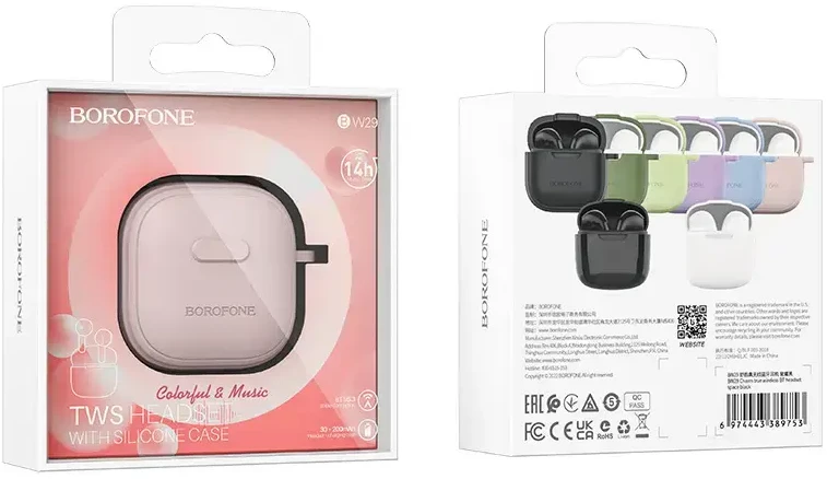 Oem Borofone TWS Bluetooth Ausinės BW29 Charm rožinės spalvos