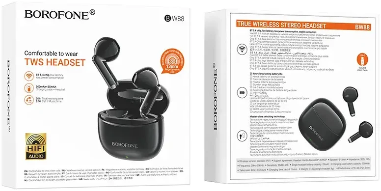 Oem Borofone ausinės Bluetooth TWS BW88 Deep Rhyme juodos spalvos