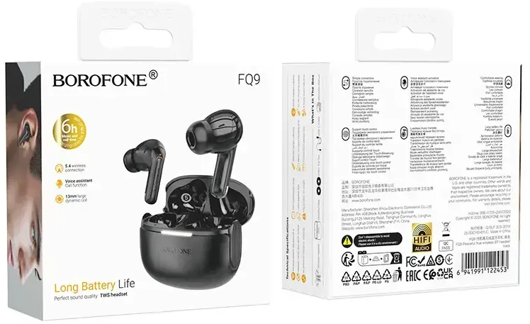 Oem Borofone ausinės Bluetooth TWS FQ9 Peaceful juodos spalvos
