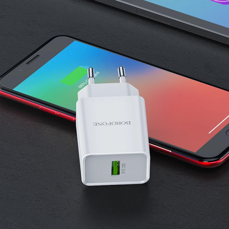 Dėklas Įkroviklis Borofone BN5 18W USB-A baltas