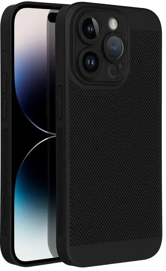 OEM dėklas, skirtas iPhone 17 Pro Max / 18 Pro Max (žemas kameros kraštas), Breezy juodas
