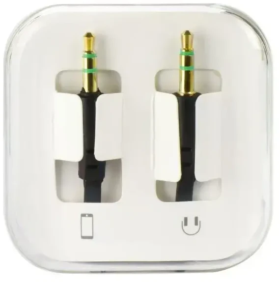 OEM kabelis AUX lizdas 3,5 mm (vyriškas) - lizdas 3,5 mm (vyriškas) dėžutė 1 m juodas