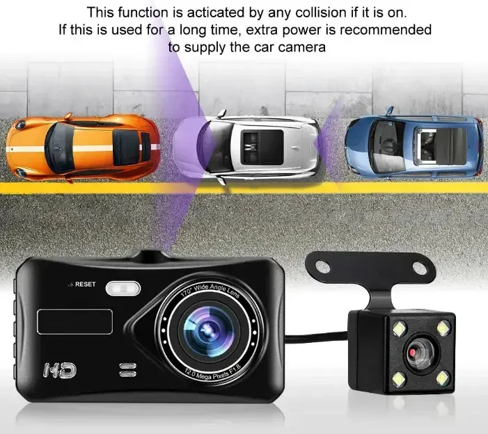 Oem Topt Automobilinis vaizdo registratorius DVR-03 4,0 coliai + galinio vaizdo kamera