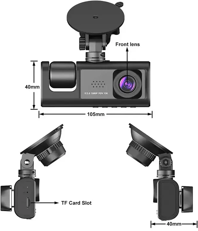 Oem Topt Automobilinis vaizdo registratorius DVR-06 2,0 coliai + galinio vaizdo kamera