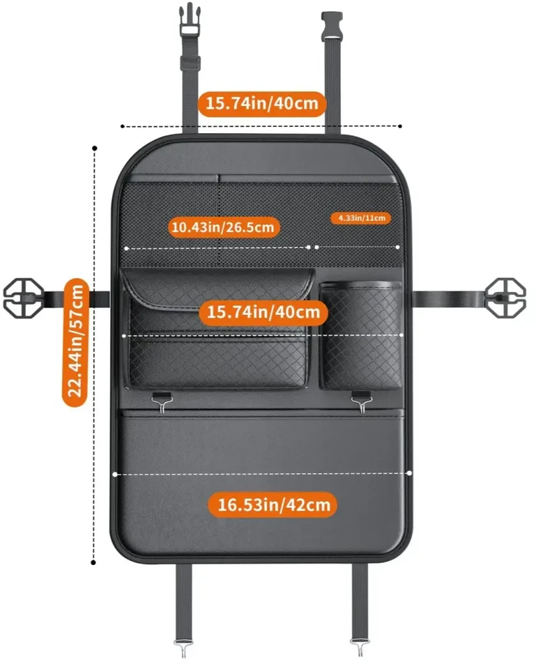 Oem Automobilio organaizeris for front seats with compartments D03 juodos spalvos