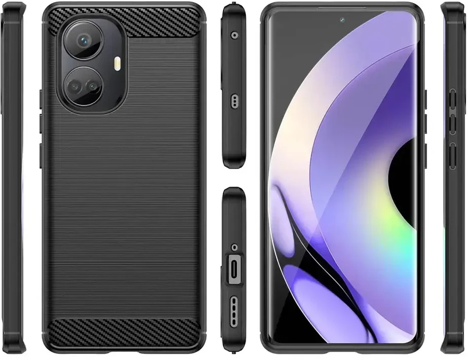 Hurtel Carbon dėklas skirtas Realme 10 Pro+, juodas
