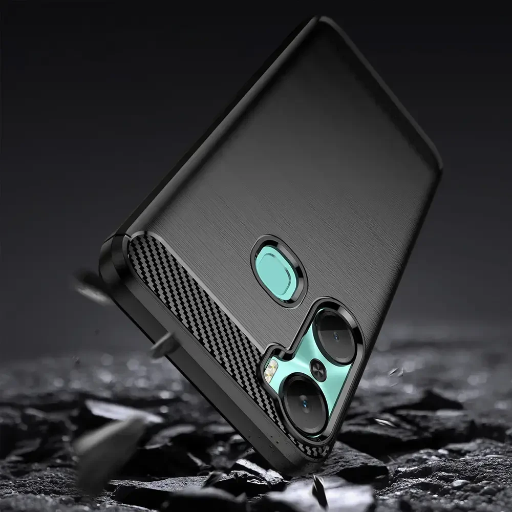 Hurtel Carbon Infinix Hot 12 Pro flexible silikoninis carbon dėklas telefonui juodos spalvos
