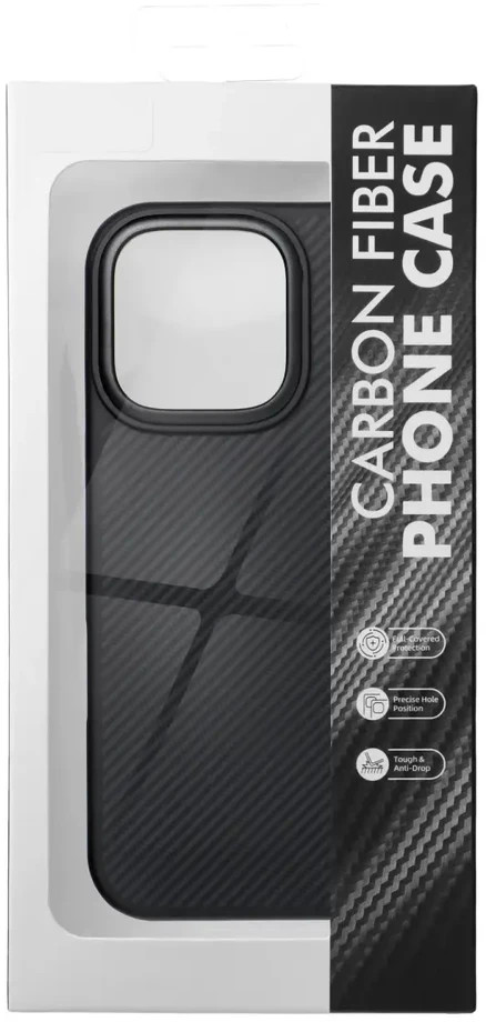 OEM dėklas, skirtas iPhone 15, Carbon Elite Mag Cover, suderinamas su MagSafe juodas
