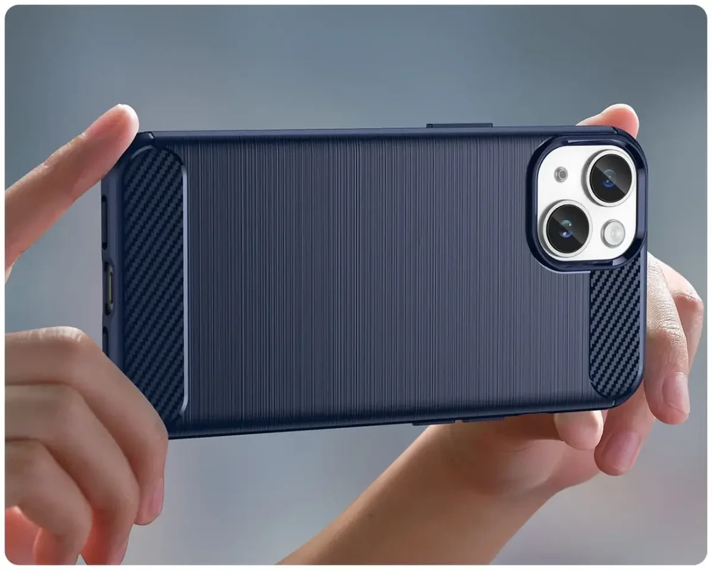 Hurtel Carbon dėklas skirtas iPhone 14, mėlynas