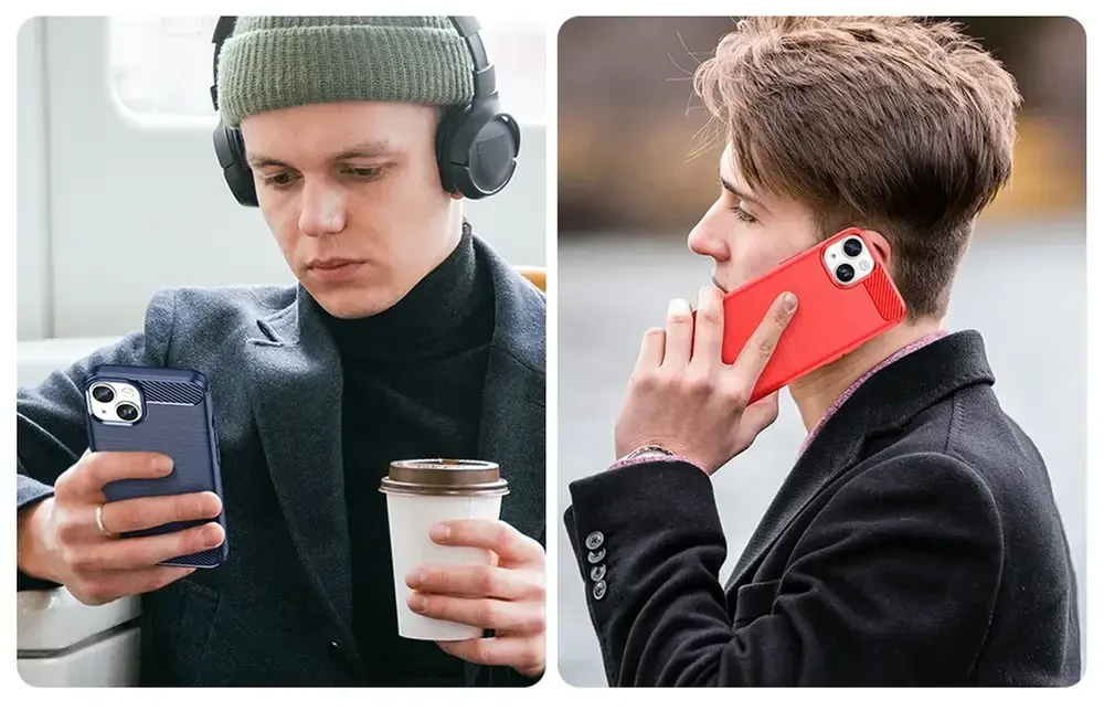 Hurtel Carbon dėklas skirtas iPhone 14, mėlynas