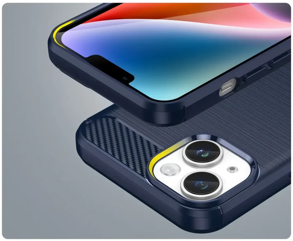 Hurtel Carbon dėklas skirtas iPhone 14, mėlynas
