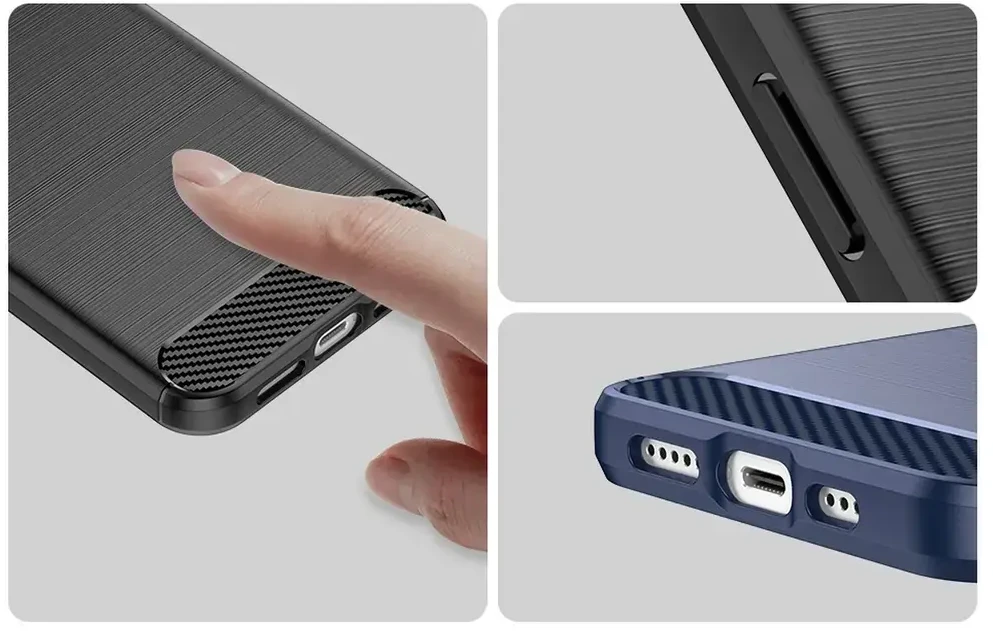 Hurtel Carbon dėklas skirtas iPhone 14, mėlynas