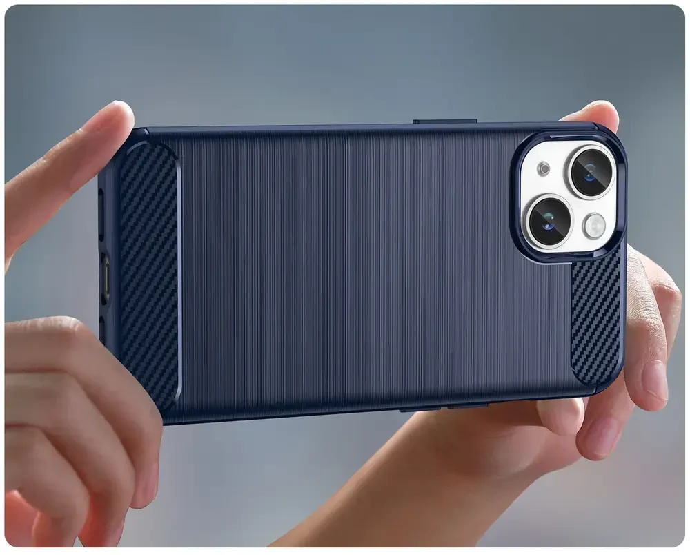 Hurtel Carbon dėklas skirtas iPhone 14, mėlynas