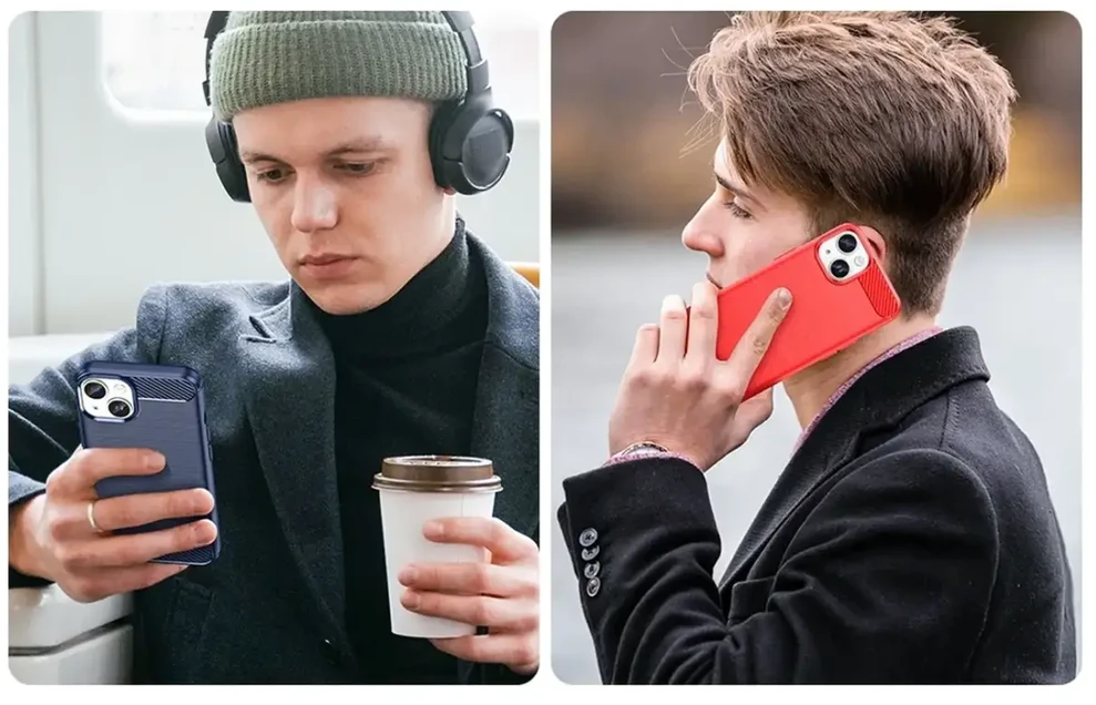 Hurtel Carbon dėklas skirtas iPhone 14, mėlynas