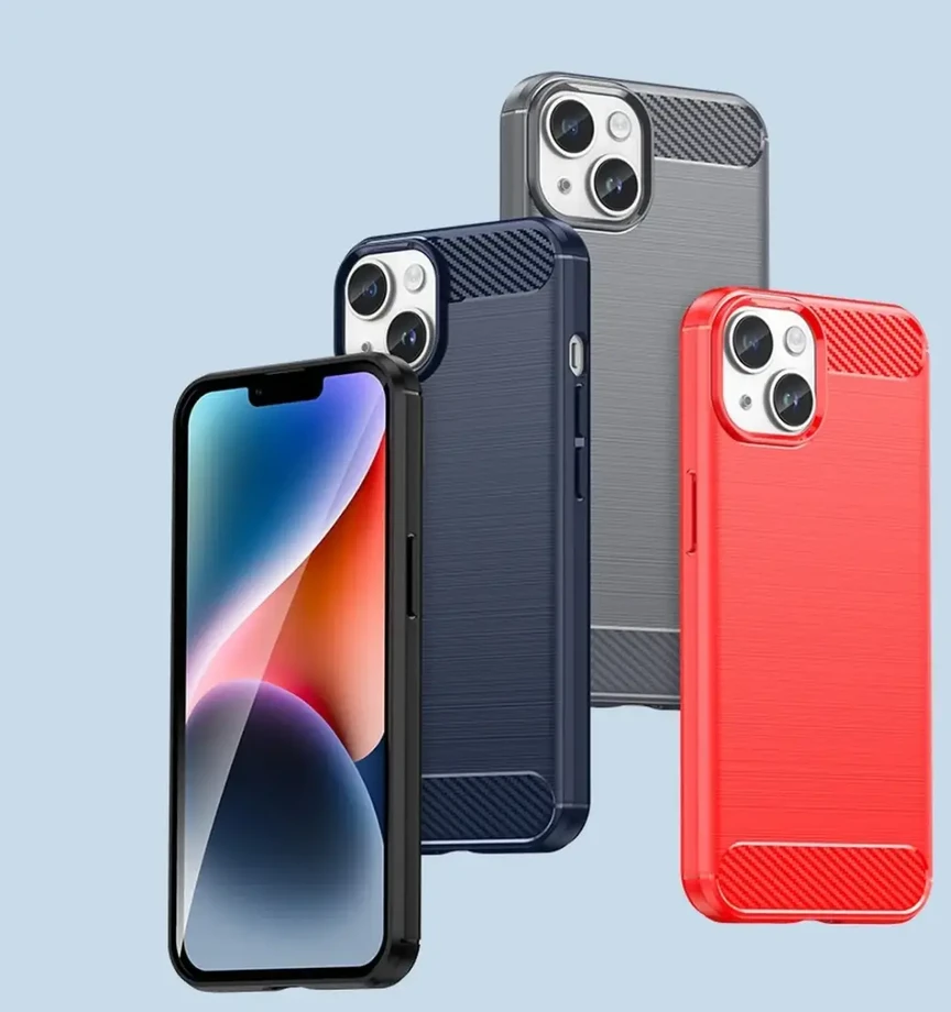 Hurtel Carbon dėklas skirtas iPhone 14, mėlynas