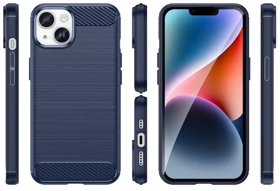Hurtel Carbon dėklas skirtas iPhone 14, mėlynas