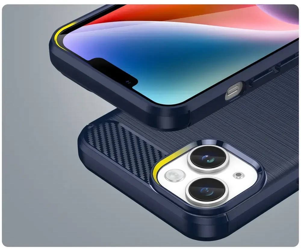 Hurtel Carbon dėklas skirtas iPhone 14, mėlynas