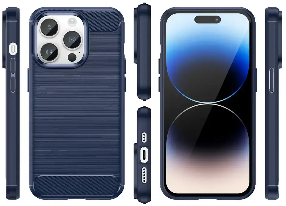 Hurtel Carbon dėklas skirtas iPhone 14 Pro, mėlynas