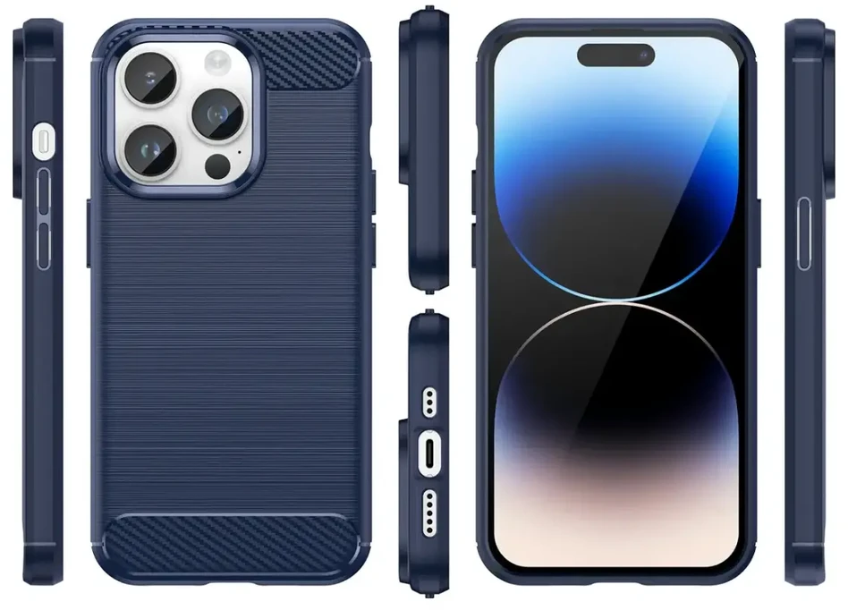 Hurtel Carbon dėklas skirtas iPhone 14 Pro, mėlynas