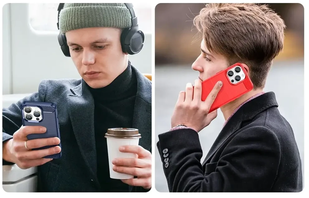 Hurtel Carbon dėklas skirtas iPhone 14 Pro, mėlynas